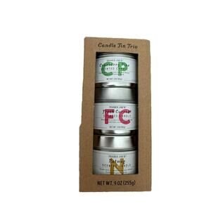 Trader Joe's Candle Tin Trio NEW Cranberry Pine Fresh Currant Nutmeg